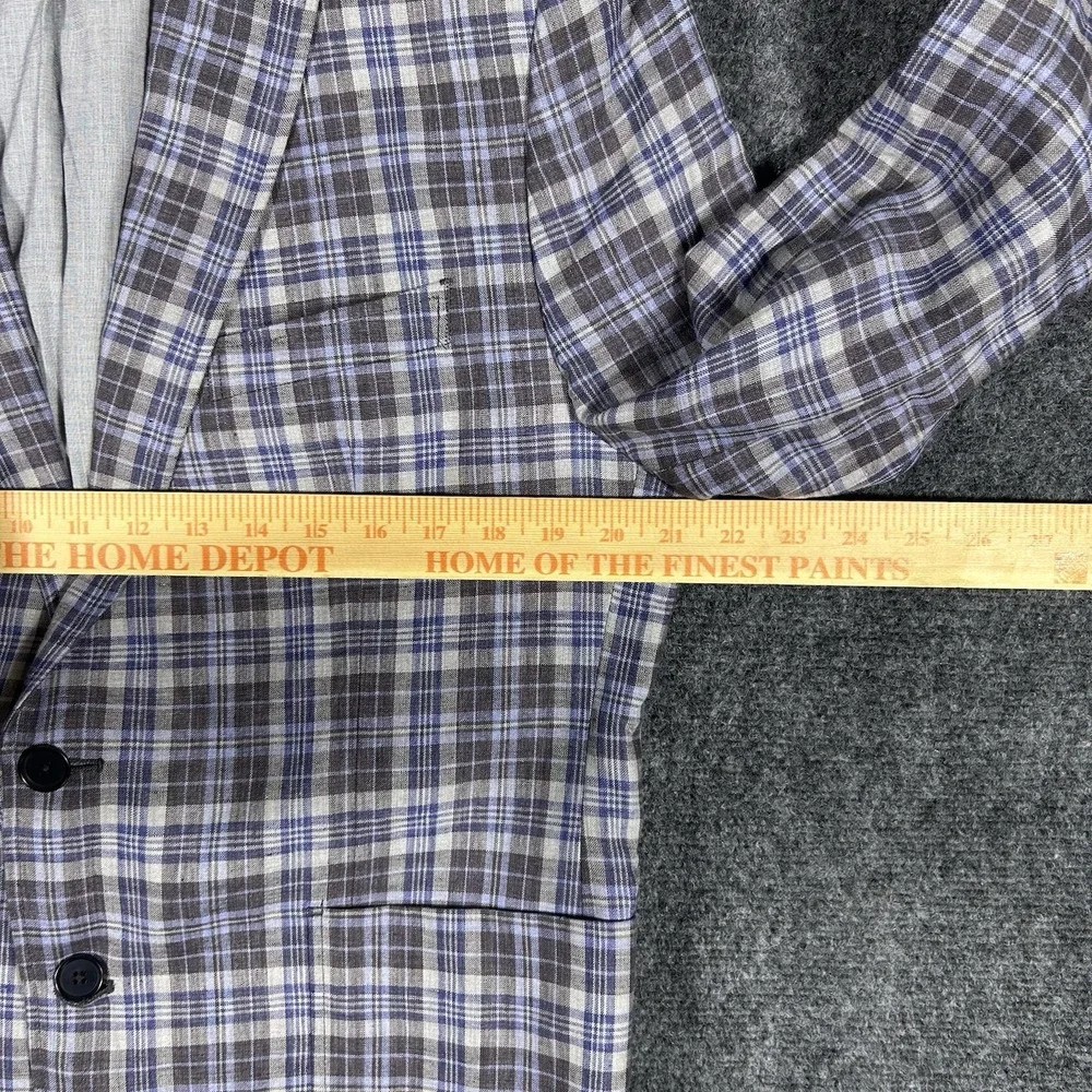 Banana Republic Sport Coat L Mens 42S Plaid 100 Linen Tailored Fit Chore Jacket